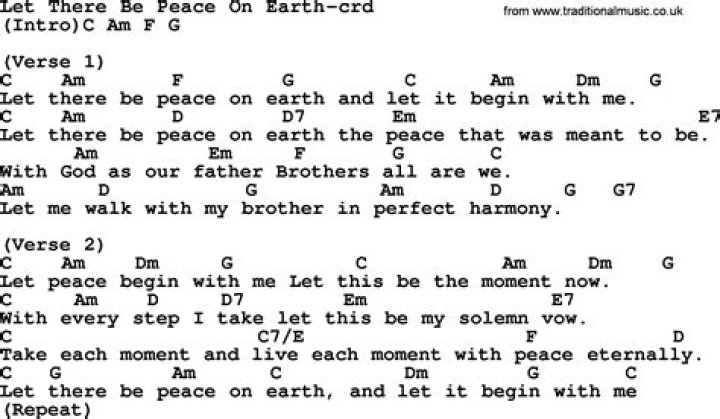 Let there be peace all over the earth lyrics