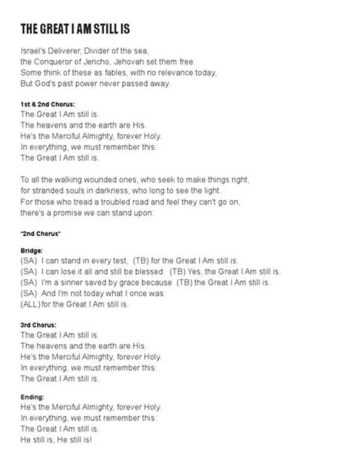 The great i am still is lyrics
